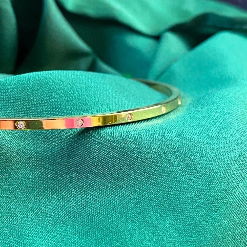 Joan Rivers 10K Gold Plated Stacking Bangle with Embedded Rhinestones